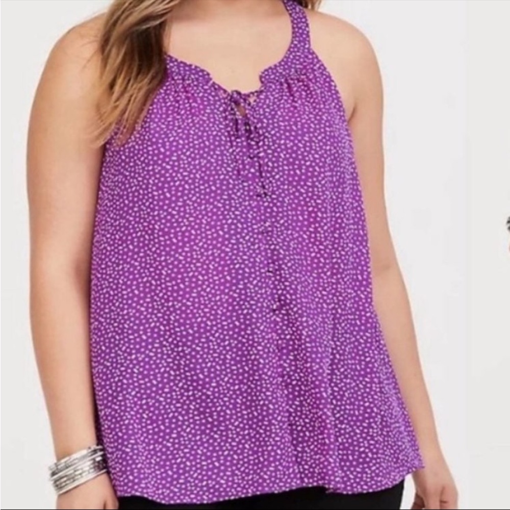 Purple polka dot torrid Georgette tank 1X